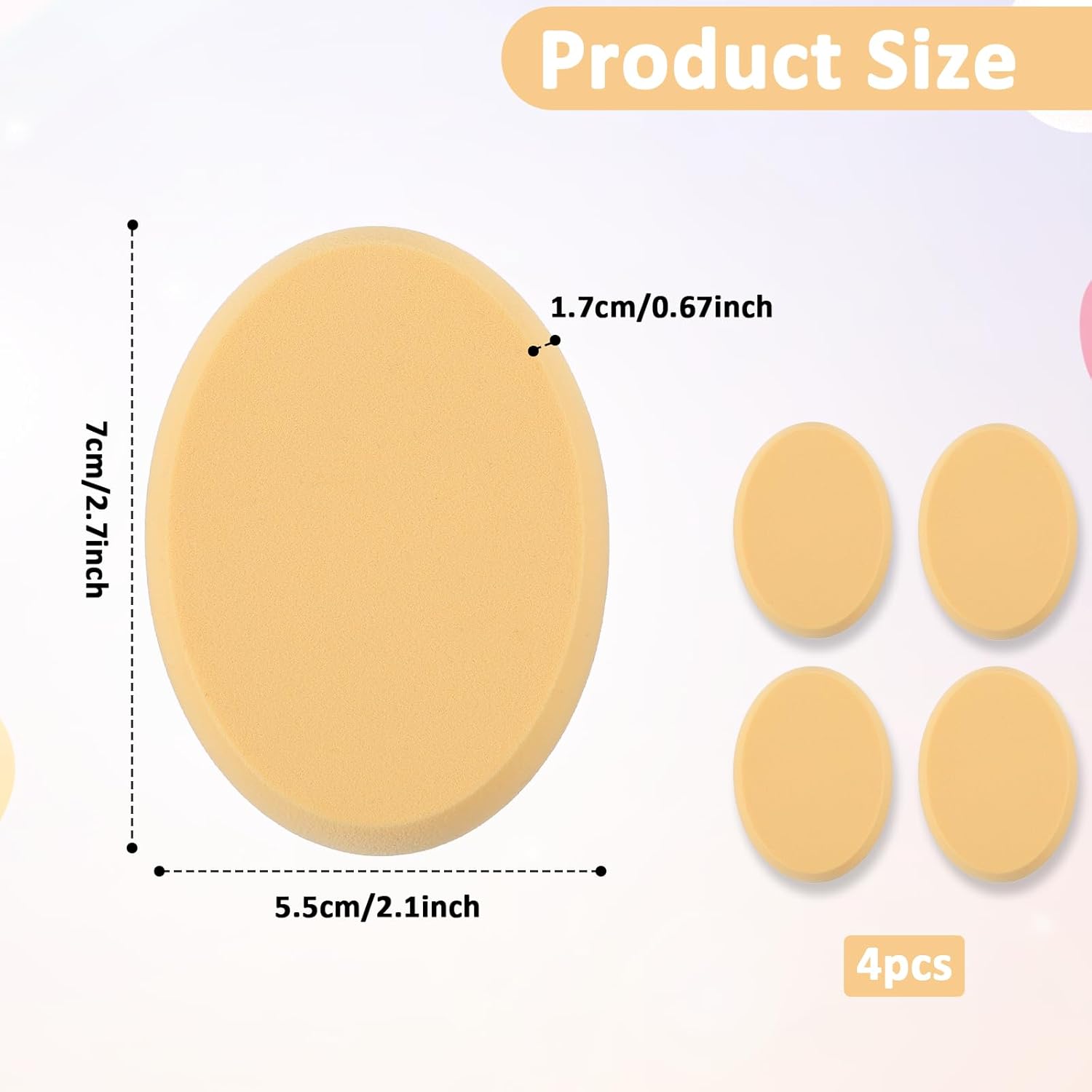 4 Pack Oval Puff Makeup Sponges for Foundation, Cushion Puff Sponge Dry Wet Professional Makeup Foundation Sponges for Eye Foundation Blush