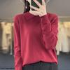 GMXIA Autumn and Winter Knitted Sweater, Women's POLO Neck Solid Color Long-sleeved Sweater, Loose Solid Color Knitted Base Layer