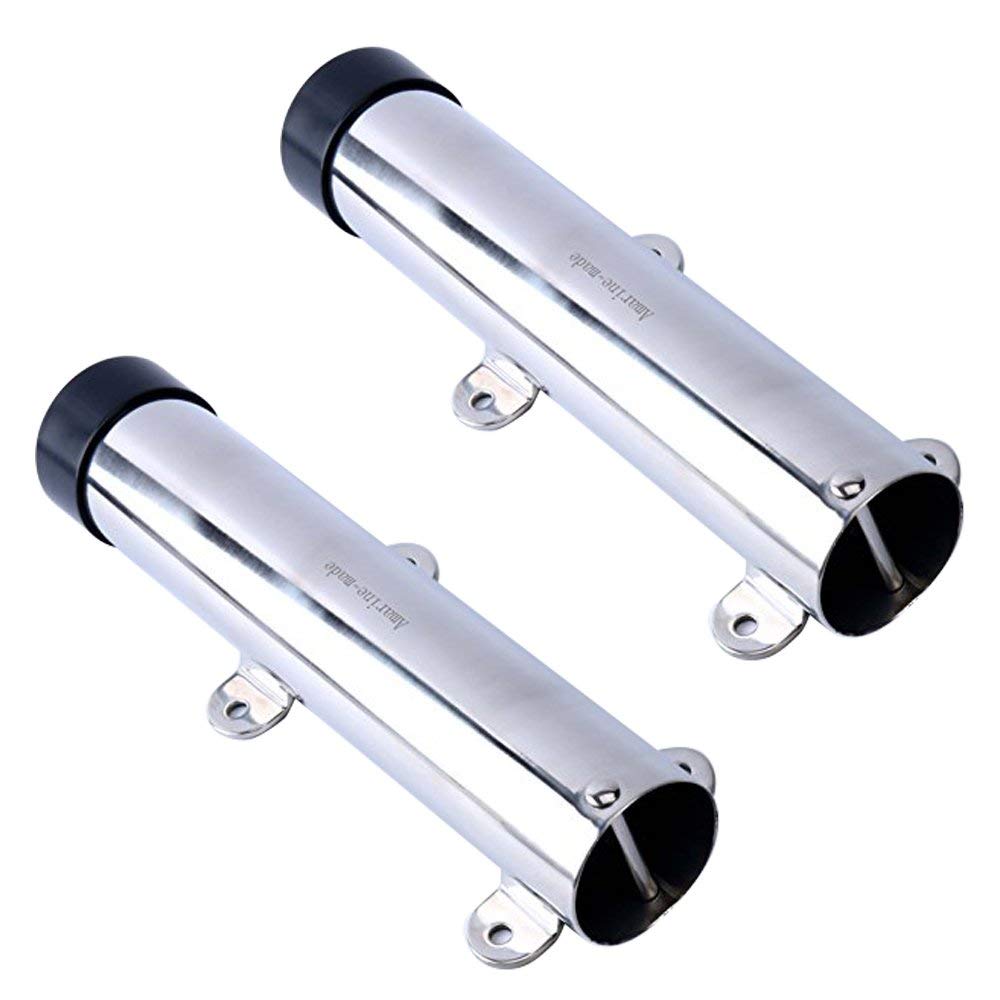 Amarine-made Stainless Steel Rod Holder for Boats, Fishing Rod Stand, Boat Supplies (2 Pieces)
