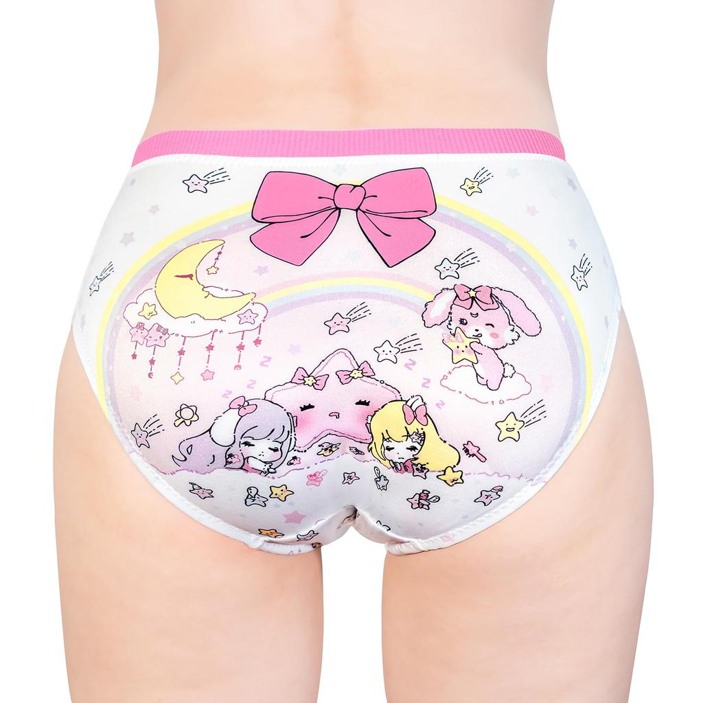 LittleForBig Damen Seidenhöschen (Kleine Feen aus dem Traumland) Schleifenunterwäsche, Bequeme Passform, Rosa, Größe S