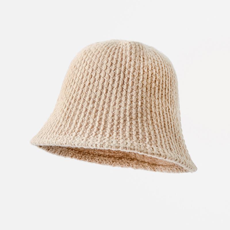 Thermal Hat Children'S Japanese Simple Knitted Bucket Hat Solid Color Versatile Washbasin Hat New