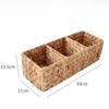 Multi Functional Straw Woven Storage Basket Kitchen Livingroom Organizing Storage Basket Desktop Decoration 3 Grids Woven Basket