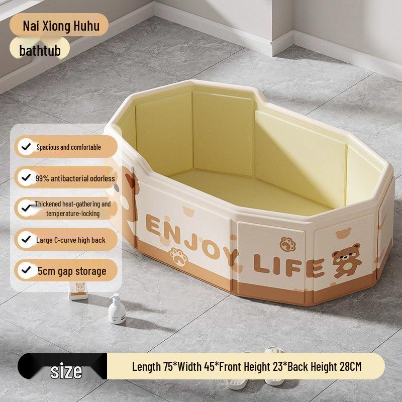 Environmentally Friendly Portable Baby Bath Tub: Indoor, Foldable, Insulated & Spacious for Sitting or Lying Down.