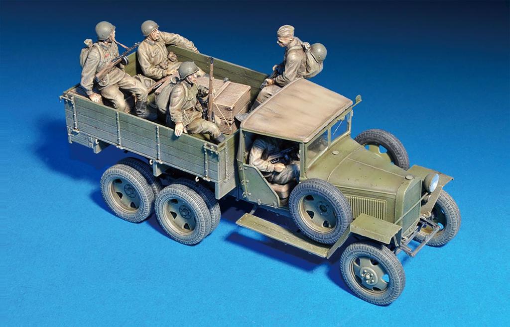 MiniArt Soviet 1941 Cargo Truck Plastic Model Kit with 6 Figures 1/35 WW.II GAZ-AAA (MA35173)