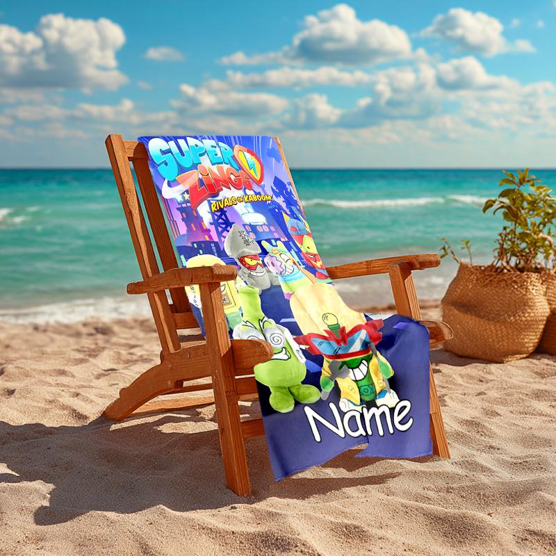 Personalized customized proof beach towel with SuperZings pattern - soft, absorbent,quick-drying,perfect swimming,camping&bathing