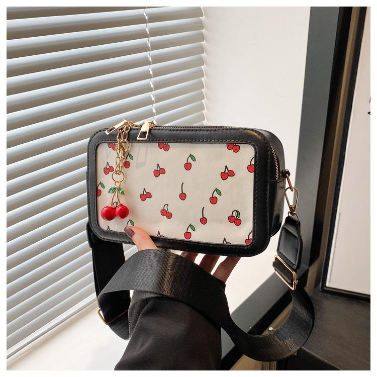 Cherry Printing Texture Fashion Handbag Bag Women's Silk Scarf New Trendy Niche Messenger Bag Foreign Style Literary Square Bag