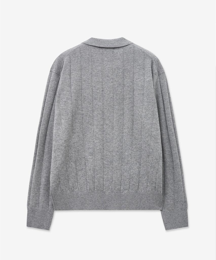 Tienjiti Oversize Rib Polo Knit Top (Grey) Tnsw5F111G2