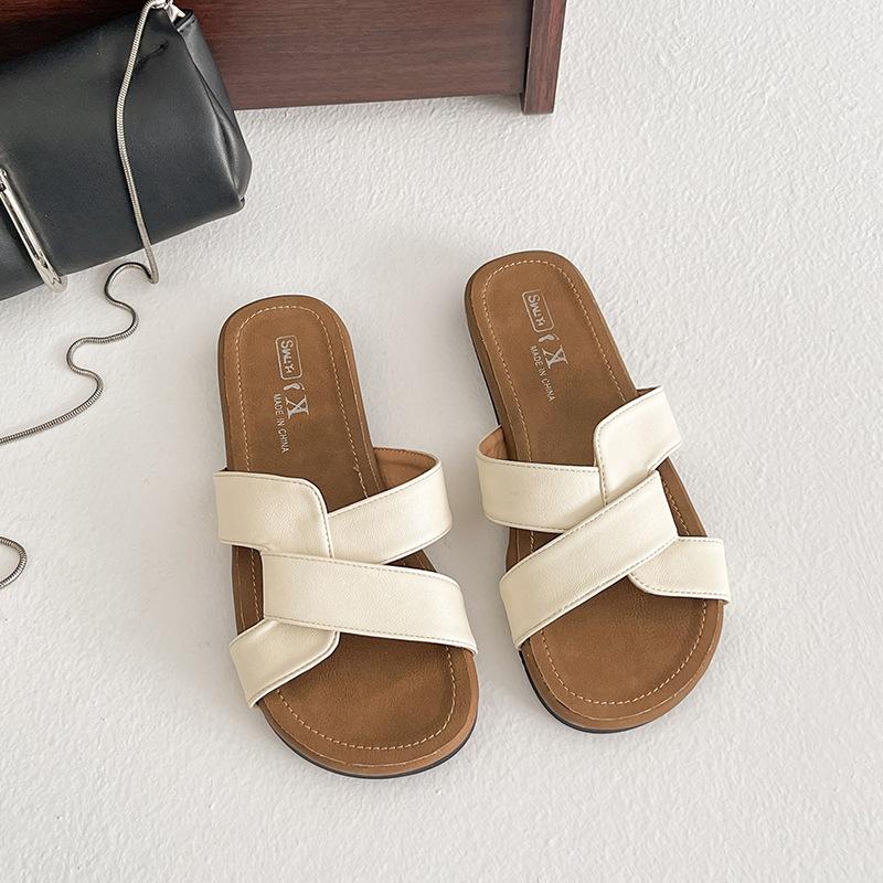 

Niche design step on shit feeling soft bottom runaway slippers women s summer new wear cool slippers seaside beach shoes women 40