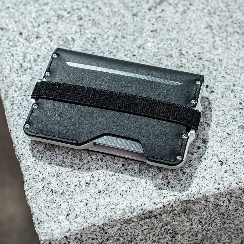 RFID Anti-Magnetic Men's Leather Metal Card Bag Multifunctional Aluminum Alloy Bank Credit Card Holder Wallet