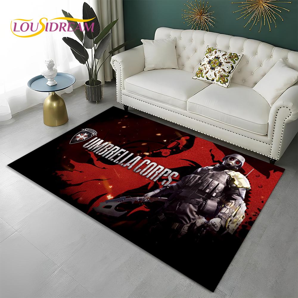 3D Games R-Resident Evil Gamer Carpet Rug for Home Living Room Bedroom Sofa Doormat Decor,kids Play Area Rug Non-slip Floor Mat