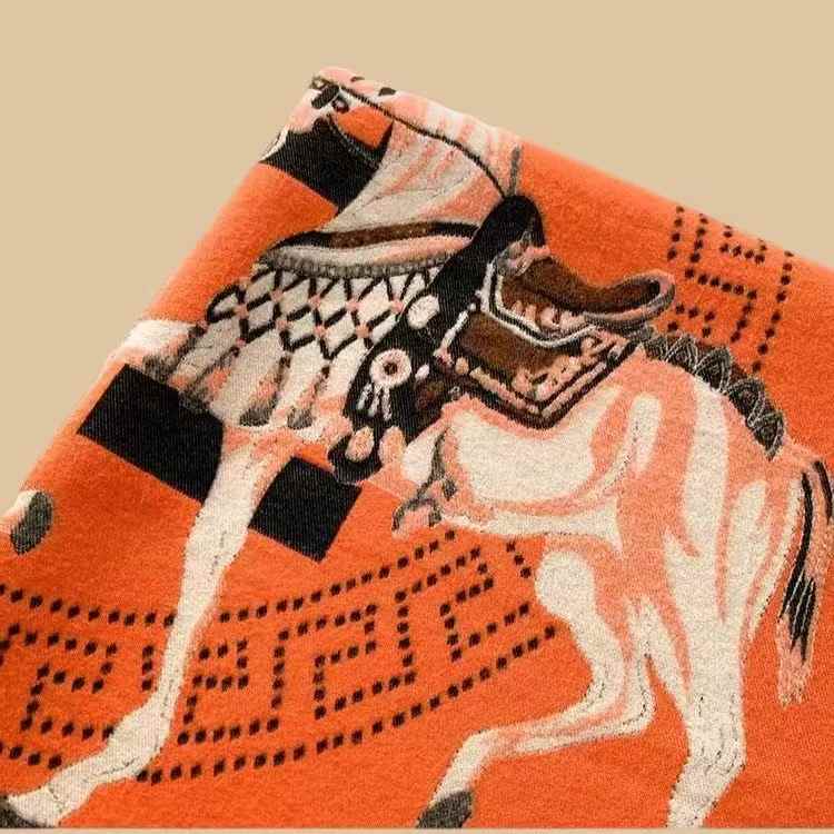 Luxury Winter Faux Cashmere Scarf for Women Fashionable Thickened Little Horse Design European And American Style Warm Shawl