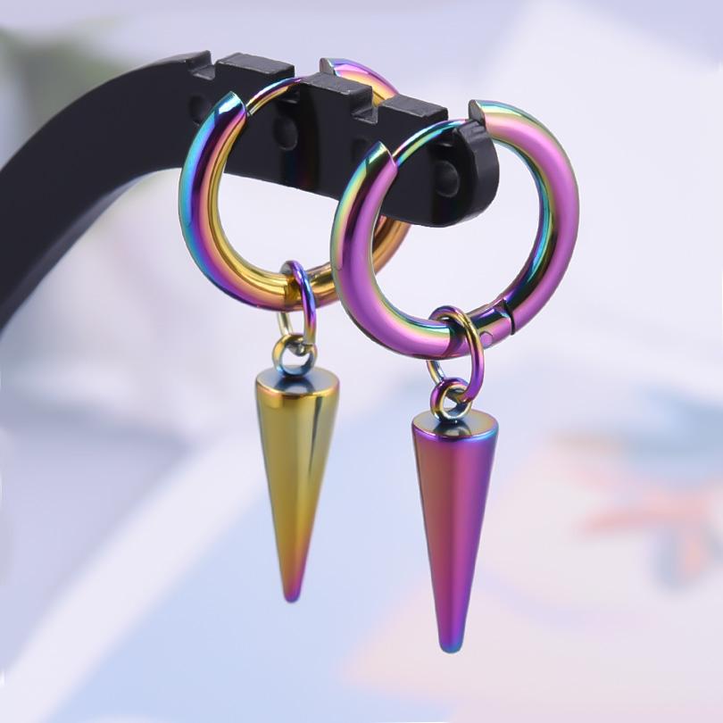 

Rainbow Hoop Boucle Oreille Femme Heart Snake Charm Earring Stainless Steel Earrings For Women Men Kpop Fashion Accessories Gift