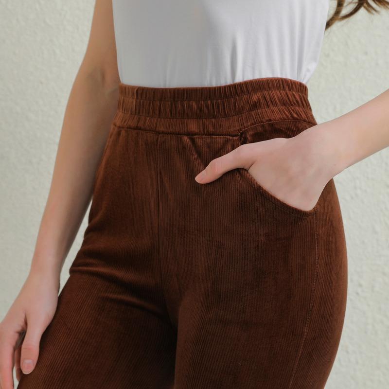 Plush Thick Casual Pants Women's Corduroy Warm Pants Autumn Winter Leggings High Waist Harem Pants Trousers Women