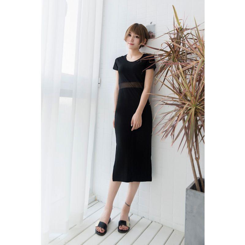 

Платье из модальной сетки с открытой талией, облегающего силуэта, с разрезом сбоку Black modal XXXL