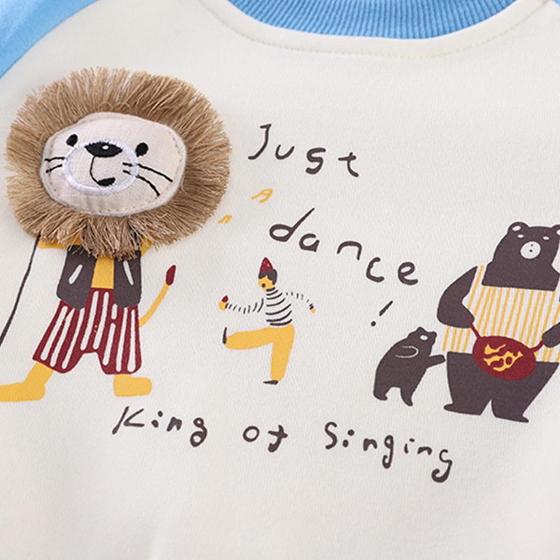 0-5 Years Old Boys' Long Sleeved Suit Children's Cartoon Lion Hoodie+casual Pants Two-piece Set Cute And Comfortable Clothes For Boys' Babies