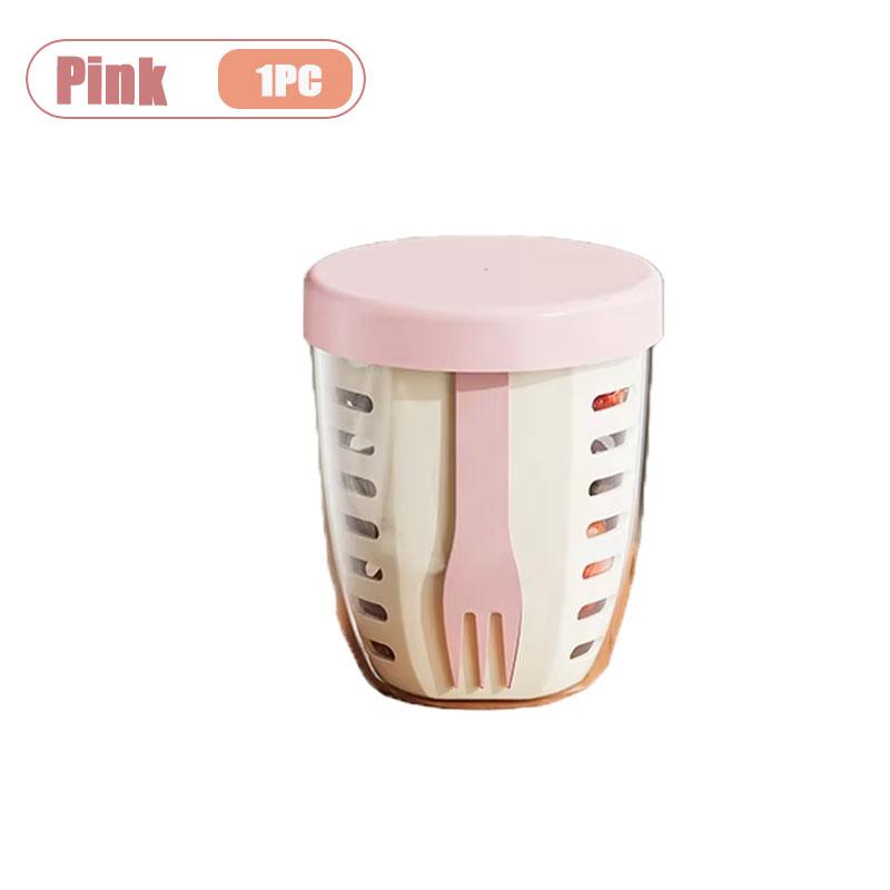 

Double Layer Portable Fruit Cup Salad Container with Drainage Basket for Picnic Breakfast Bento Box Leak Proof Reusable