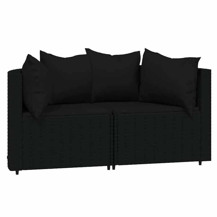 VidaXL Garden Corner Sofas and Cushions 2pcs Black Wicker, Sofa, Garden Sofa, Sectional Corner Sofa, 319790