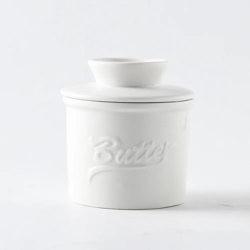 Multi Color Butter Crock with Lid Modern Round Ceramic Butter Holding Plates Butter Keeper Cheese Storage Container