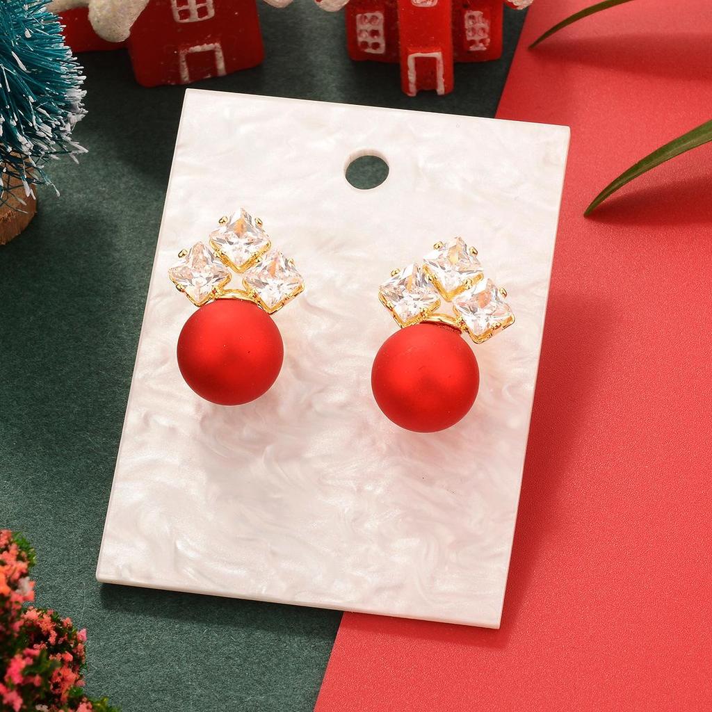 2024 Festive Snowflake Diamond Earrings: Red Series for New Year, Autumn, Winter, Valentine's, and Christmas Celebrations