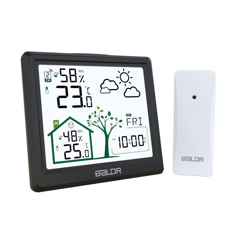 

Baldr Wireless Weather Station 4.9 Digital Indoor Outdoor Temperature Humidity Monitor Alarm Clock Comfort Tips Forecast Sensor чёрный