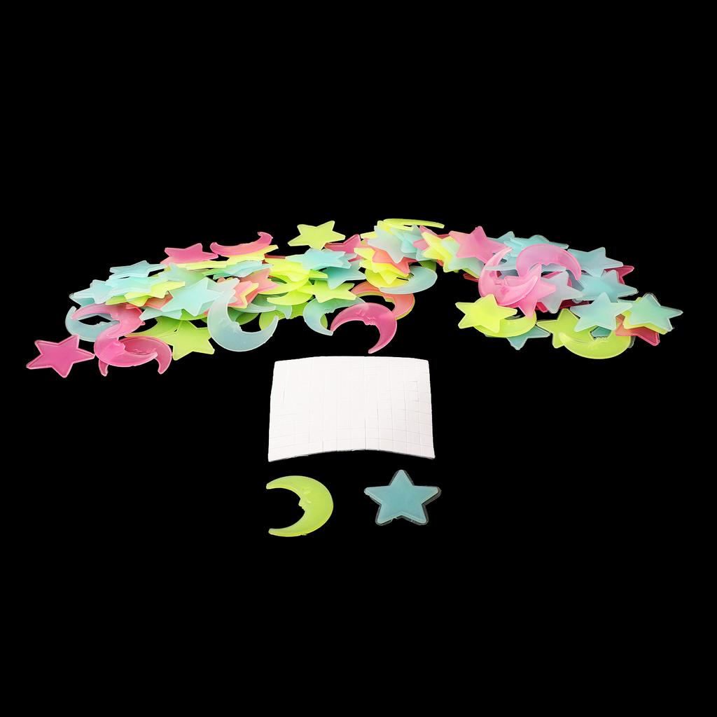 100pcs Stickers Moons Night Art Plastic Removable Bedroom Ceiling Space DIY Star Decal Stars Decor Fluorescent