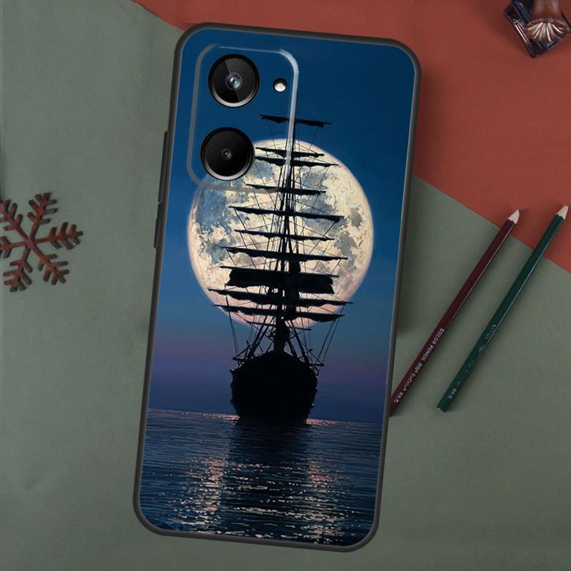 Sailing Ship Pirate Ship Case For Realme C55 C51 C75 C63 C61 C53 C35 C65 C67 C71 11 12 13 14 15 Pro Plus GT6 GT7 Pro