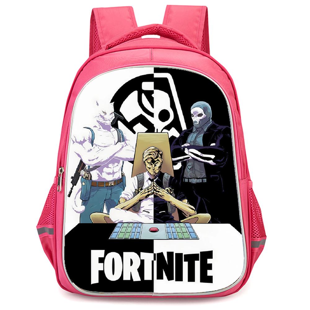 FORTNITE Cartoon Student Mochila Backpack, Dual Zipper Pockets, Lightweight Durable 16 Inch Kids Bag, for Boys & Girls Ages 6-12