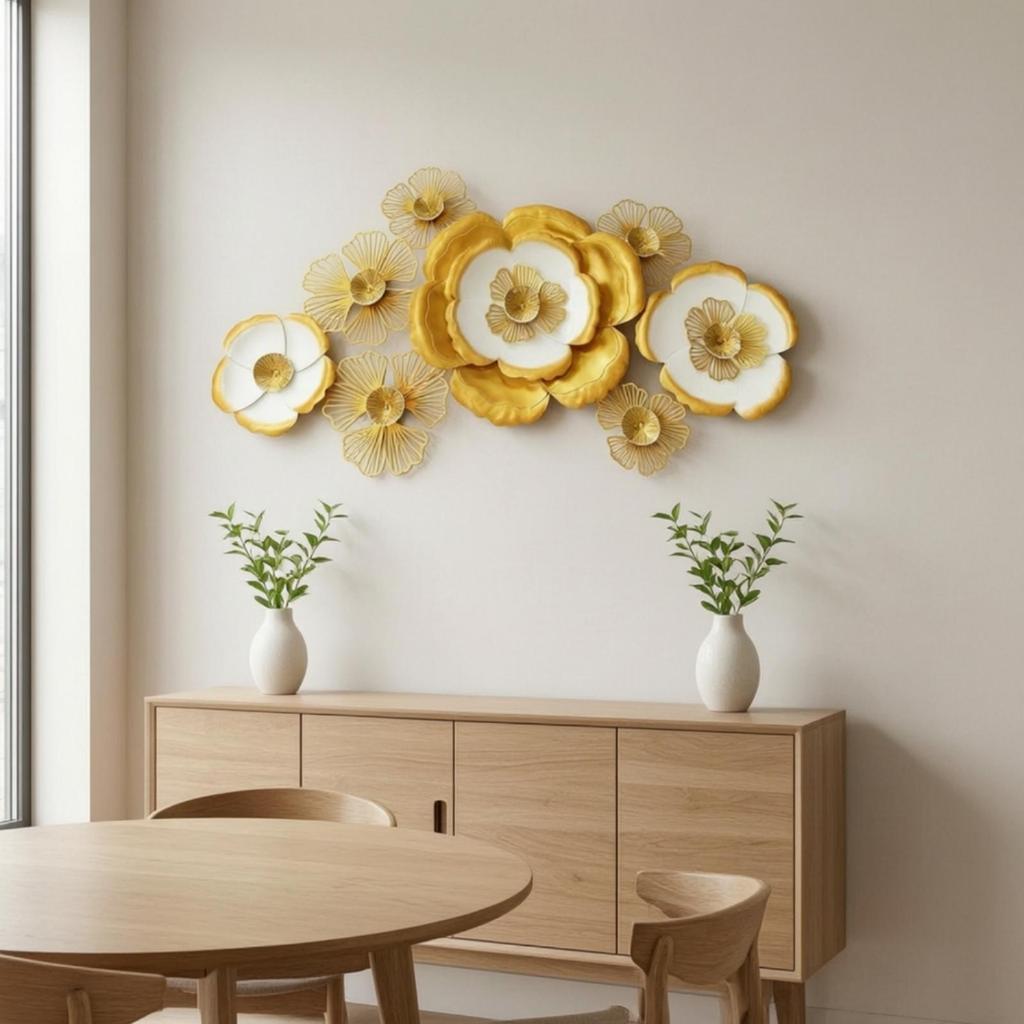 Metal Flower Wall Decor Layered Art Sturdy for Entryway