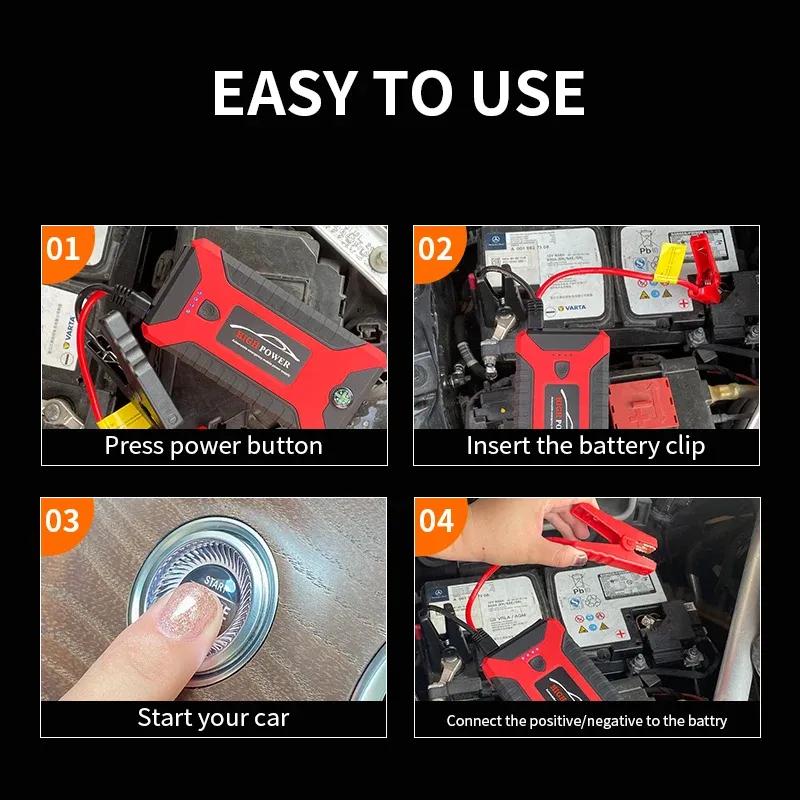 Avviatore Portatile per Batteria Auto Avviatore di Emergenza per Auto 99800mAh Auto a Benzina Diesel Alimentatore di Avviamento di Emergenza 12V Per Auto