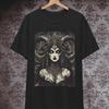 Gehörnte Lilith Dunkle Göttin T-Shirt Okkult Goth Ästhetik Grunge Gothic Hexen Kleidung vintage Gewaschen Mann Dehnbar