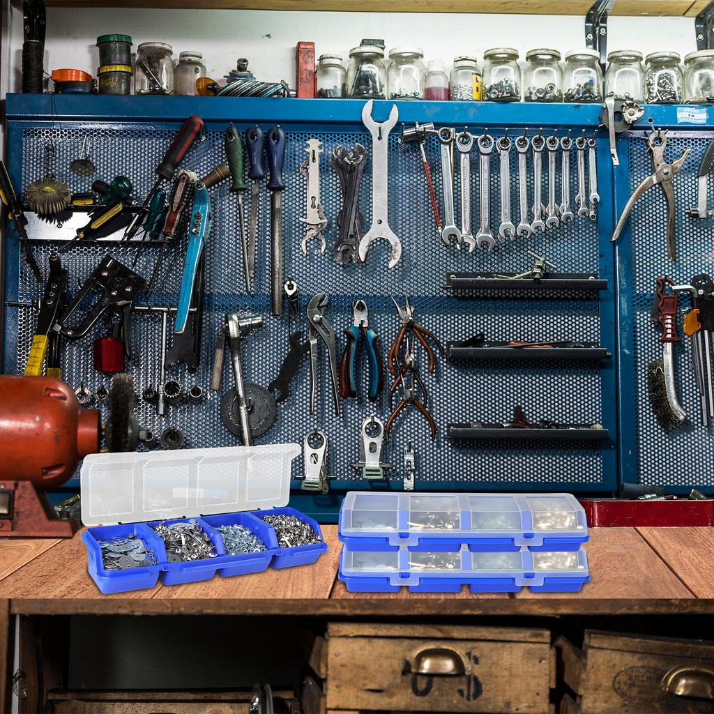 9 Pack Screw Organizer Box With Lids 4 Compartments Tools Organizer Box Small Parts Storage Box Sorting Screw Toolbox Case Plast