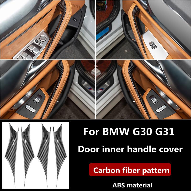 Car Styling Door Inner Handle Cover Decorative Sticker for BMW 5 Series G30 G31 Carbon Fiber Pattern Interior