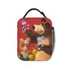 Kawaii M-Masha and Bear Insulated Lunch Bag Portable Lunch Container Thermal Bag Tote Lunch Box Work  Travel Men Women