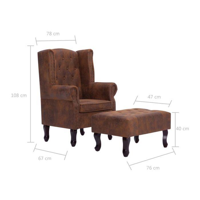 VidaXL Fauteuil Chesterfield et Repose-Pieds Chaise de Salon Pouf Siège de Salon avec Tabouret Maison Intérieur Salle de 281277