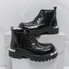 Men Business Short-top Combat Boots Black Lace-up Thick-soled Anti-slip Fashionable Large-head Training Shoes Social Shoes Men