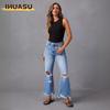 Pantalones y capris con estampado de color sólido informal a la moda para mujer