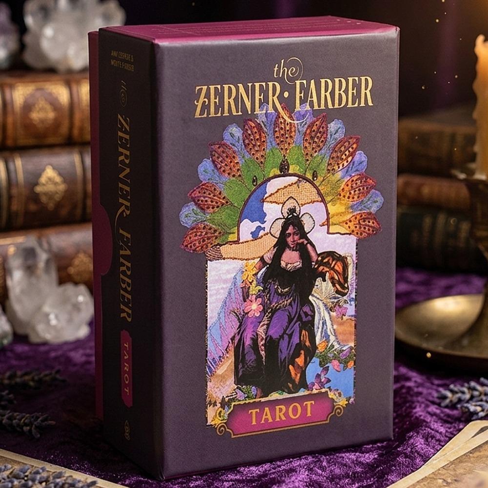 Pachetul de Tarot The Zerner-Farber cu Dublă Gravură, 78 de Cărți de Tarot cu Artă Colaj, Instrument Spiritual de Divinație în Cutie Rigidă 10.5*6cm