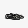 Fashion Luxury Black Pearl Round Head Buckle Ballet Sandals Summer Autumn Metal Hollow Commuting Casual Mary Jane Single Shoe Size 45