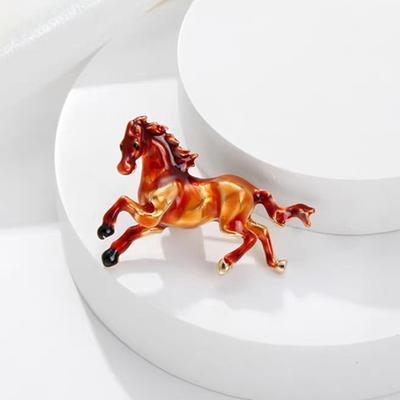 Horse Brooch Retro Style Enamel Pin Smooth Line Design Animal Pin Metal Edging Lightweight Suit Lapel Badge