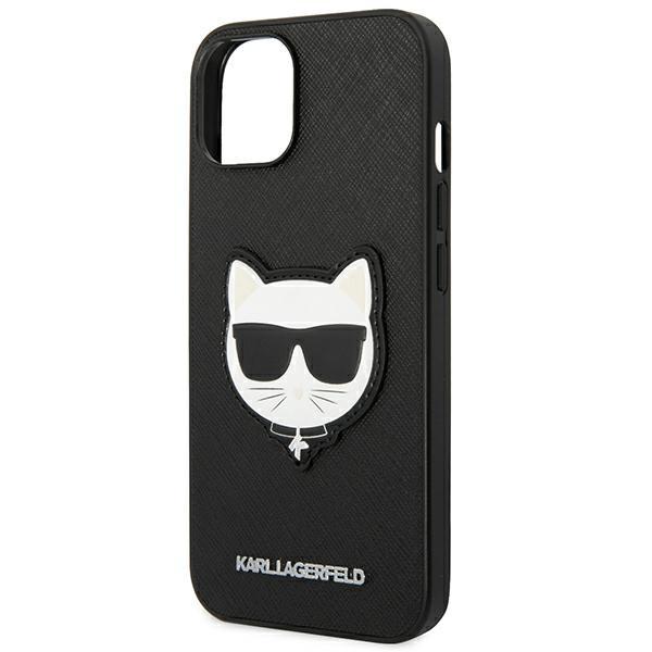 Karl Lagerfeld KLHCP14MSAPCHK iPhone 14 Plus / 15 Plus 6.7" Hardcase Black/black Saffiano Choupette Head Patch