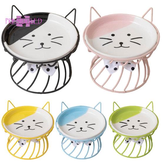 Ciotola per cibo per gatti rialzata, grande capacità, anti-vomito, ciotola in ceramica con staffa - Prodotti per animali domestici