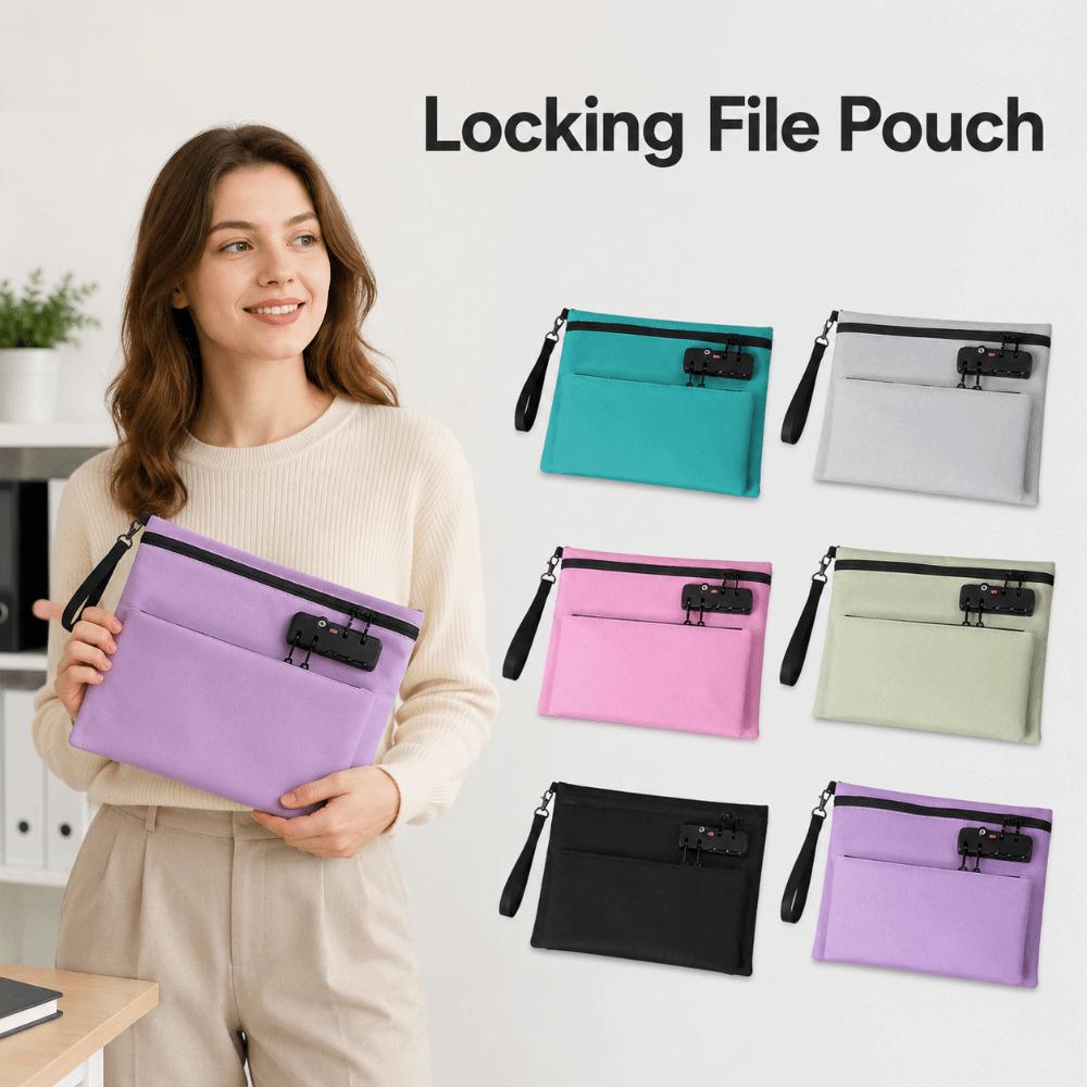Waterproof Locking File Pouch Password Lock Passport Wallet Document Storage Bag Business Use