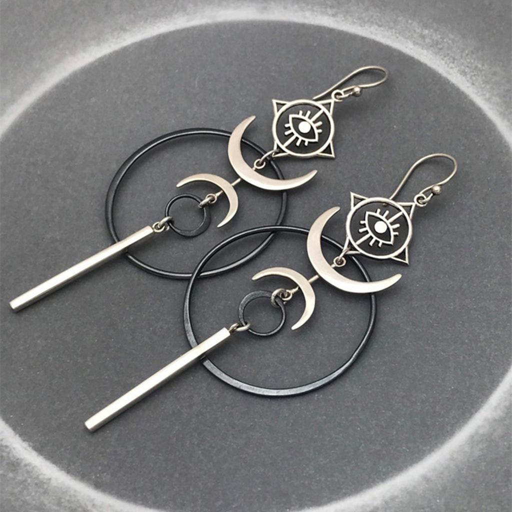 Punk Style Round Moon Earrings Trend Demon Eyes One Line Długie kolczyki sztyfty Gotycka biżuteria akcesorium do codziennego noszenia