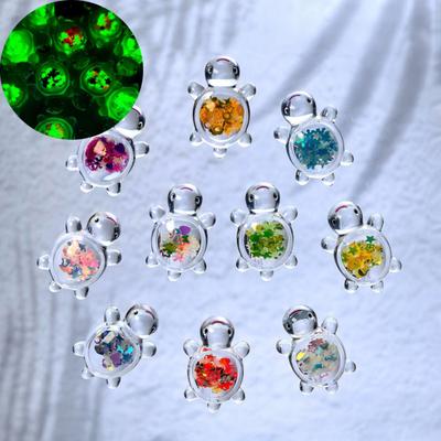 10 Peças Mini Enfeites de Tartaruga Tartarugas em Miniatura com Lantejoulas que Brilham no Escuro Mini Estatuetas de Tartaruga para Decoração de Vaso Terrário Jardins em Miniatura