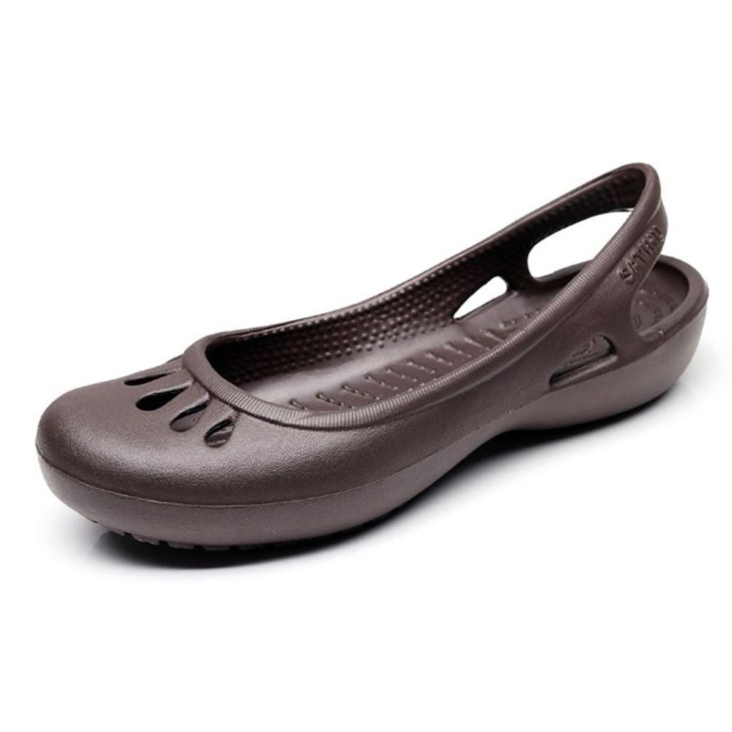 

Водонепроницаемая и дышащая перфорированная обувь для лета, сезона дождей, отдыха и модного пляжного туризма, женские сандалии с вырезами, однотонные, универсальные 40 темно-коричневого