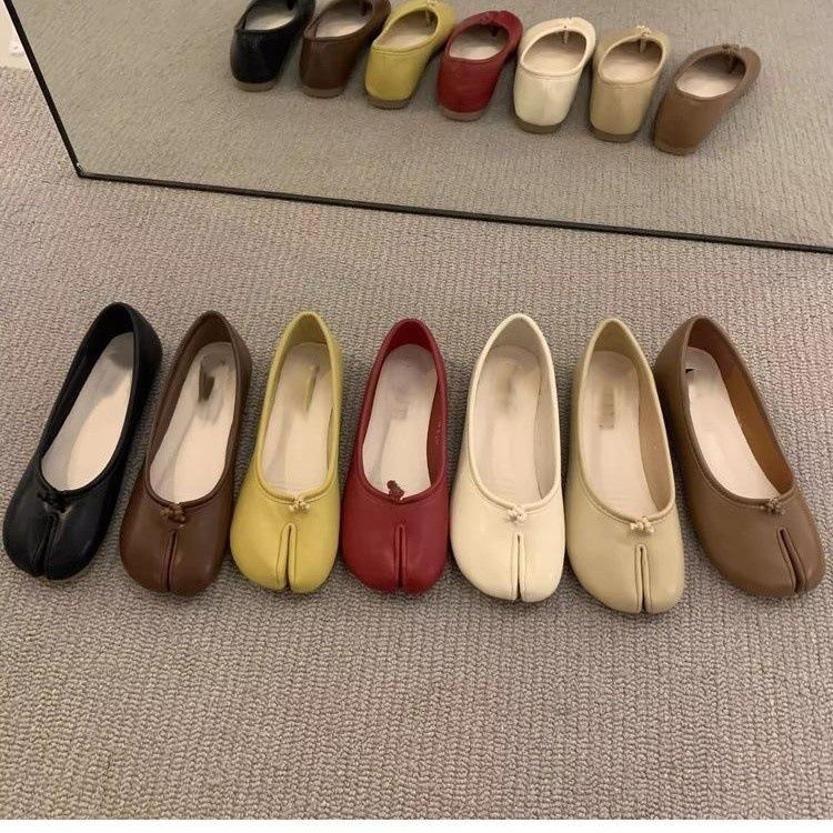 Women Cozy Leather Flats Split Hoof Toe Loafers Femme Mary Jeans Mocasines Ladies Ballerina Shoe