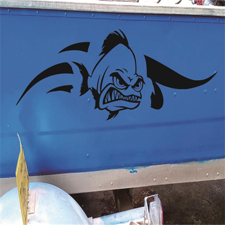 28cm*123cm Boat Marine Body Fish Pattern Graphics Decal Sticker Waterproof Black