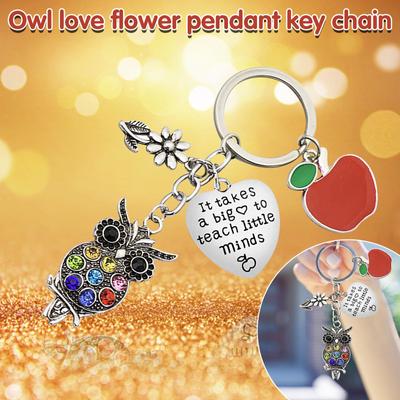 Fashion Personality Unisex Owl Love Flower Pendant Keychain Gift