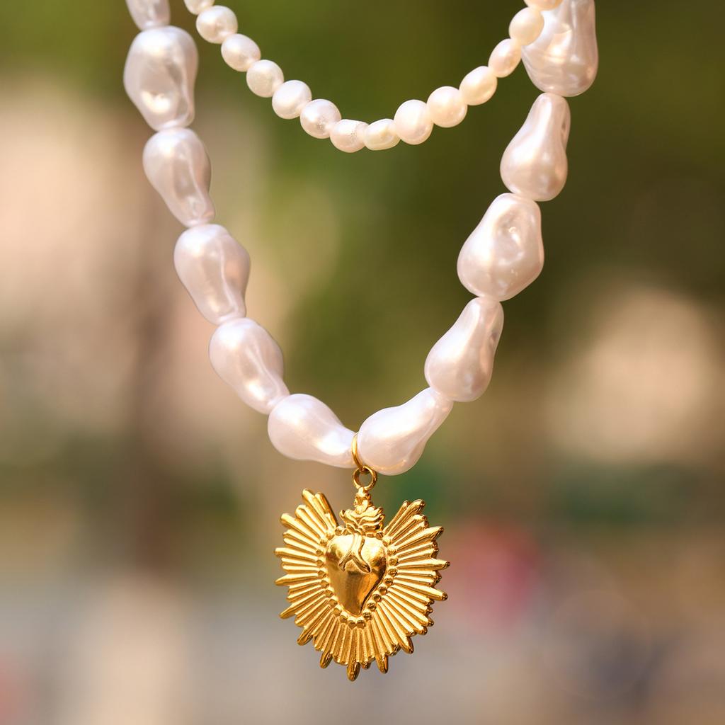 Ozean-Serie, Perle, Seestern, Mehrfach-Accessoire Schlüsselbein-Kette, Modisch, Leichter Luxus, Strand-Stil