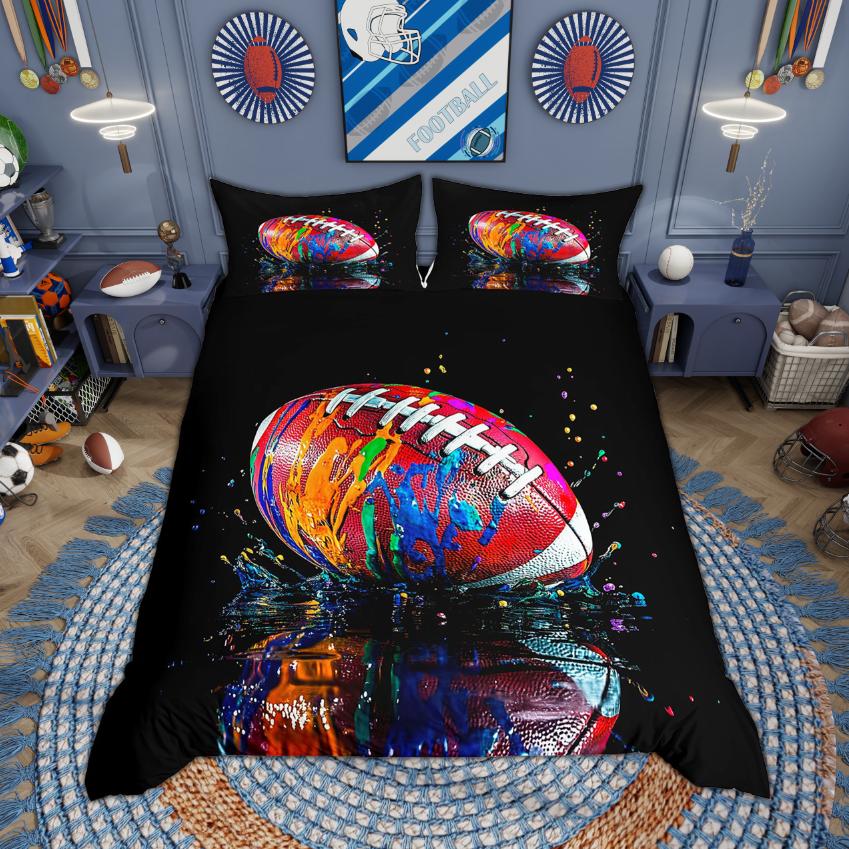 

Homewish Teens Sports Theme Duvet Cover Set, Hippie Graffiti Ball Game Bedding, Baseball Basketball Football Quilt Cover Set DE XS 100x135cm 2pcs&set